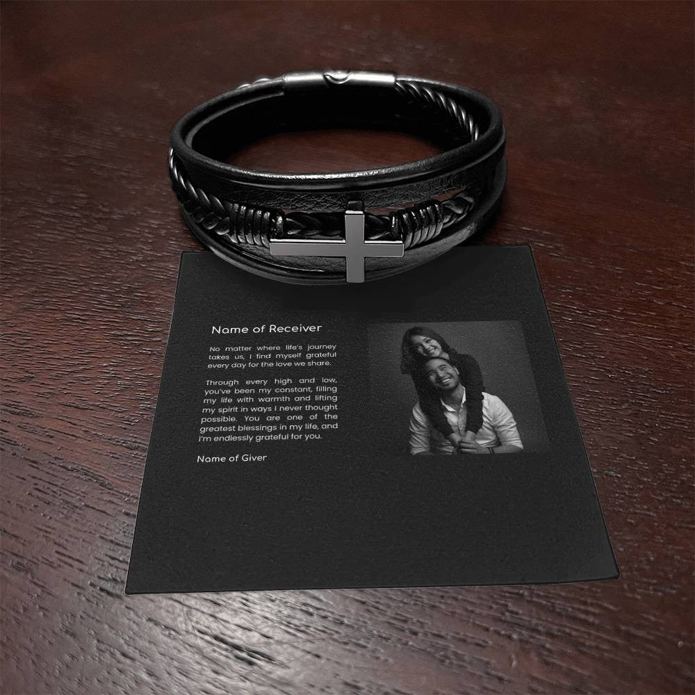 Leather Cross Bracelet - for Men