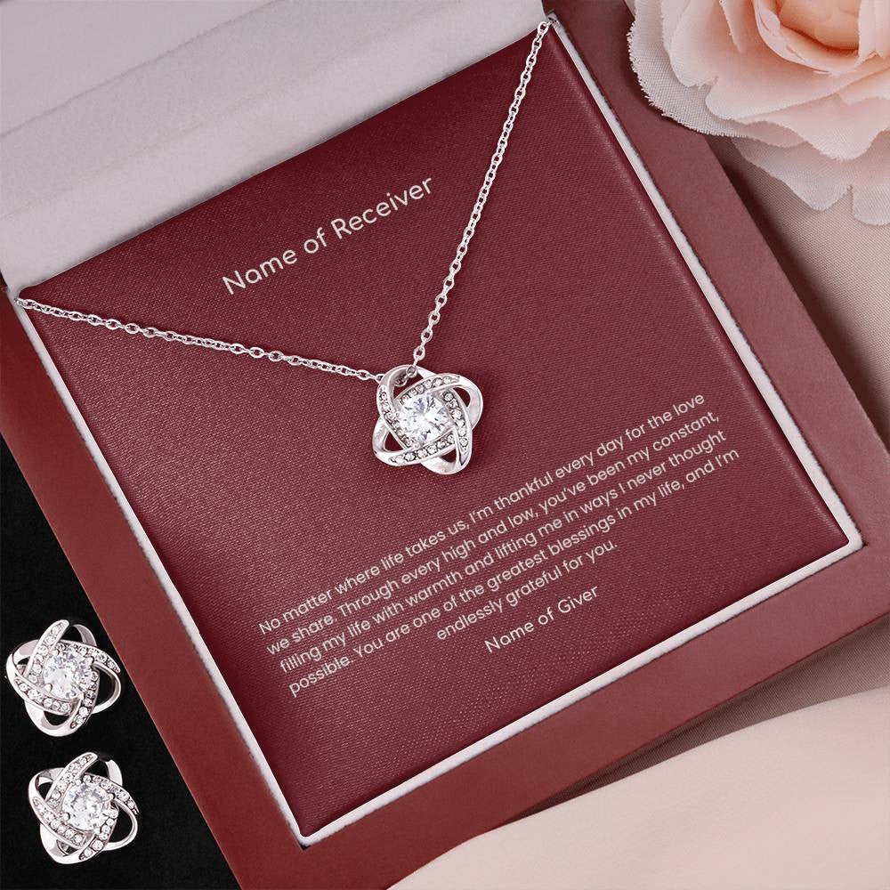 Love Knot Pendant & Earring Set Bundle - for Women