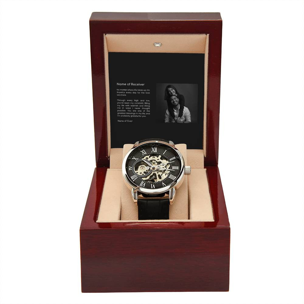Skeleton Watch with Message Card - for Men